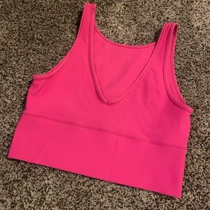 Pink Lululemon Power Pivot Ribbed Tank